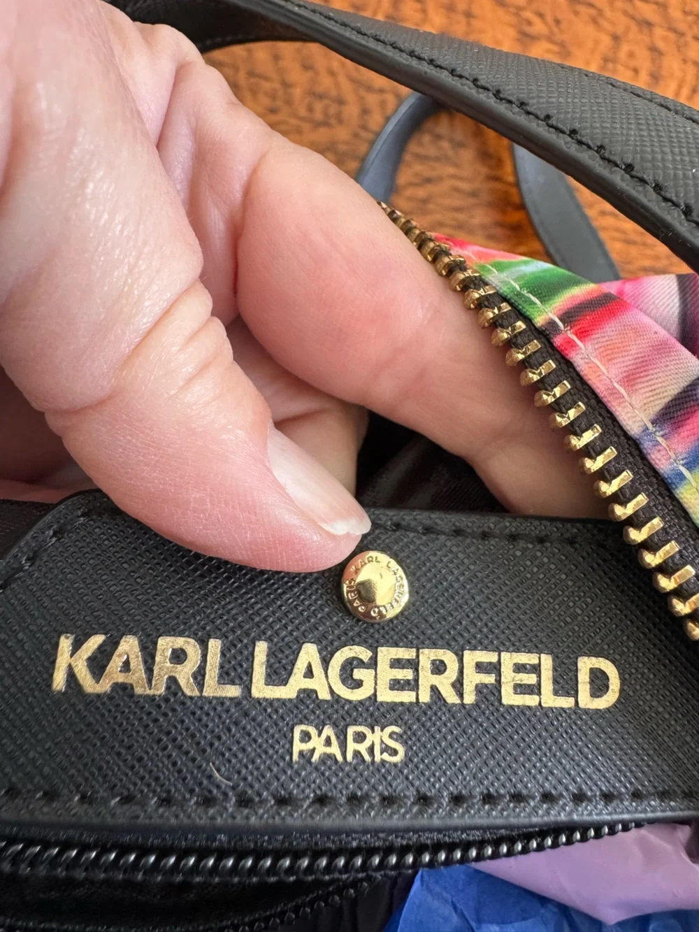 NWOT Karl Lagerfeld Paris Amour Rainbow Stripe Mini Backpack